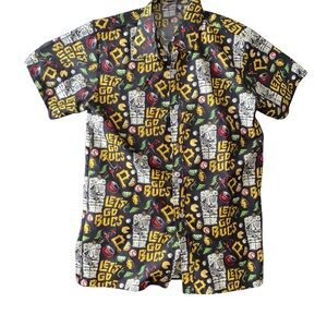 Pittsburgh Pirates Hawaiian Luau Print Button Up Baseball Shirt Men’s Size Small
